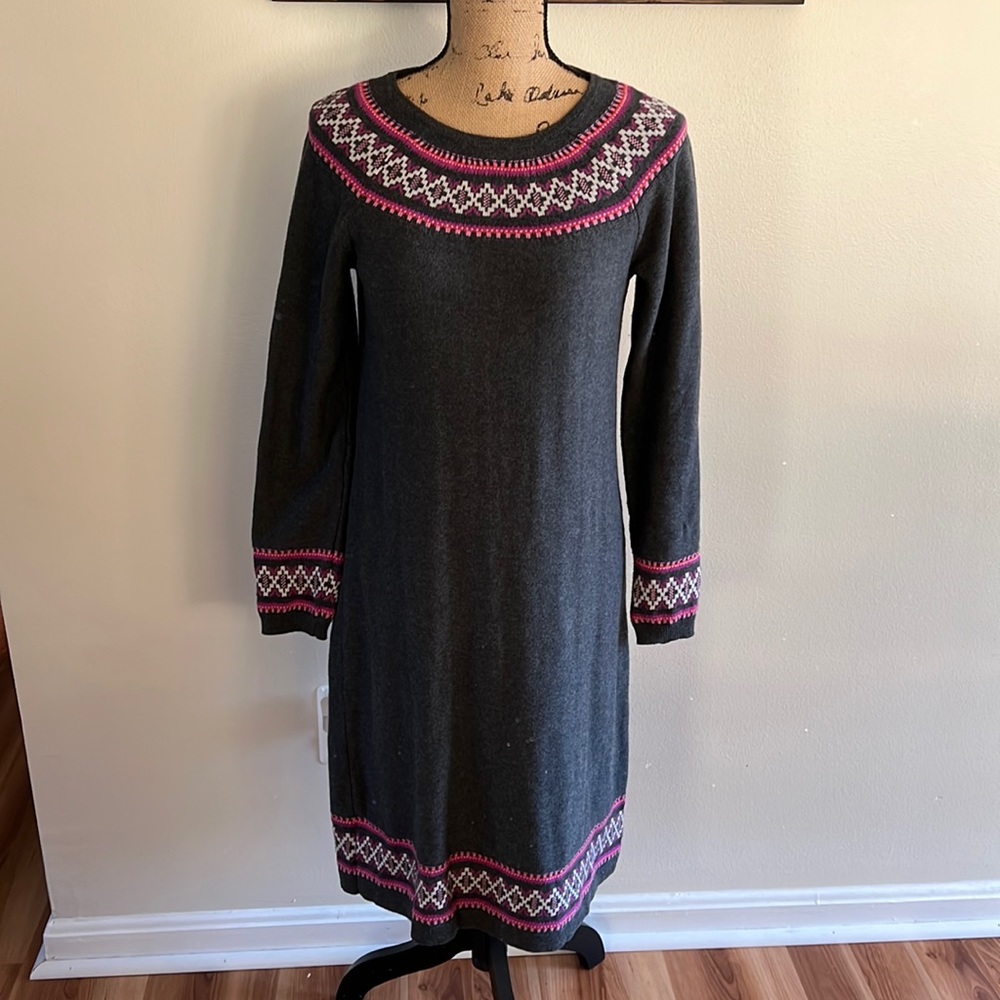 Hanna Andersson Gray and Pink Knit Dress